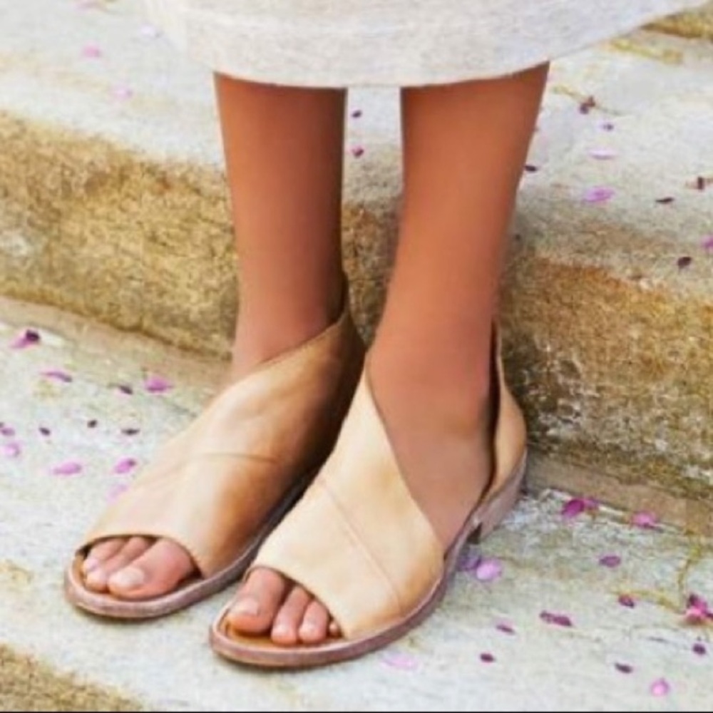 Free People Natural Tan Mont Blanc Flats Sandals - Picture 2 of 5